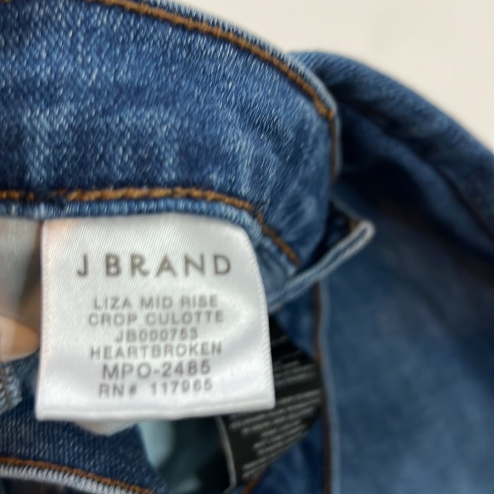 J Brand Liza wide leg cropped culotte denim jeans raw hem size 26 blue - Picture 4 of 4